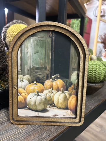 Arch Top Pumpkin Door Framed Art