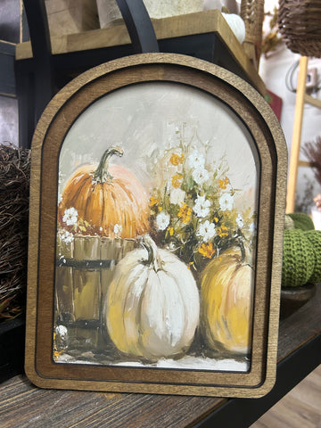 Arch Top Pumpkin Bucket Framed Art