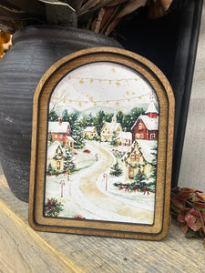 Arch Top Christmas Village Framed Art