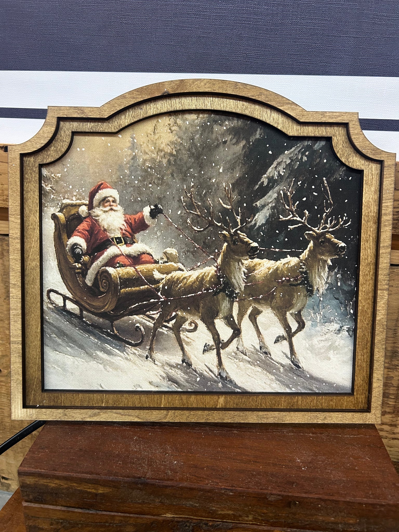 Provincial Santa Sleigh Framed Art