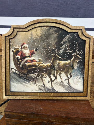 Provincial Santa Sleigh Framed Art