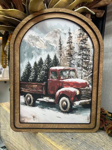 Arch Top Christmas Truck Framed Art