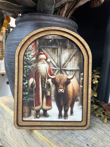 Arch Top Highland Santa Red Framed Art