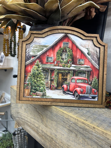Provincial Red Christmas Barn Framed Art