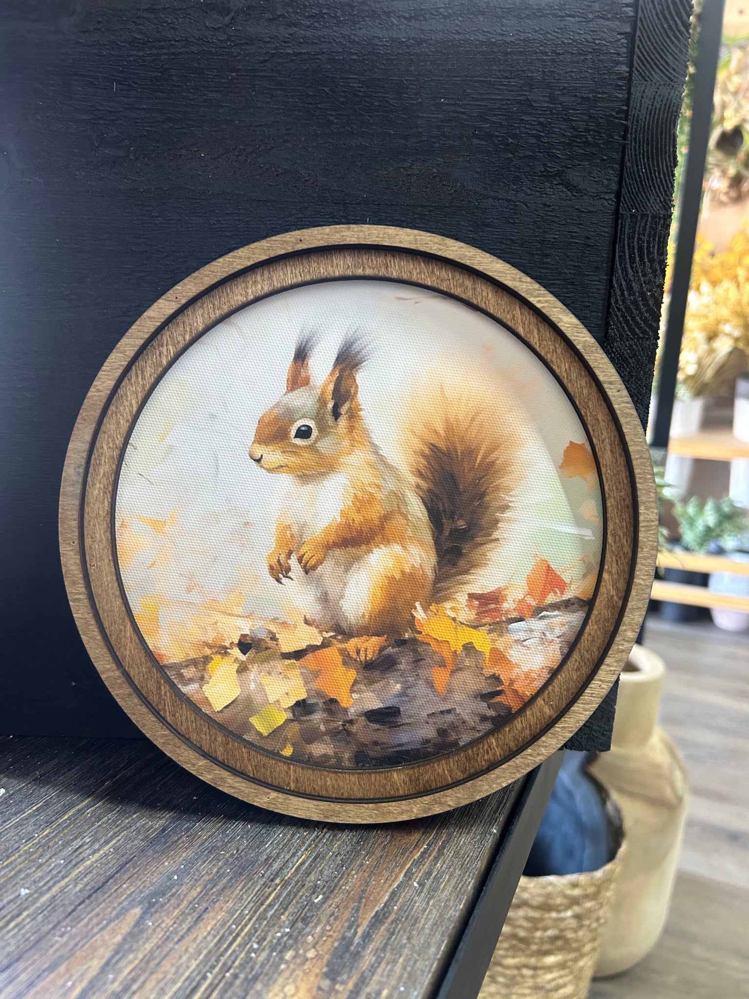Round Fall Squirrel Art