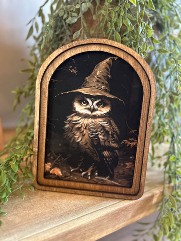Arch Top Halloween Owl Framed Art