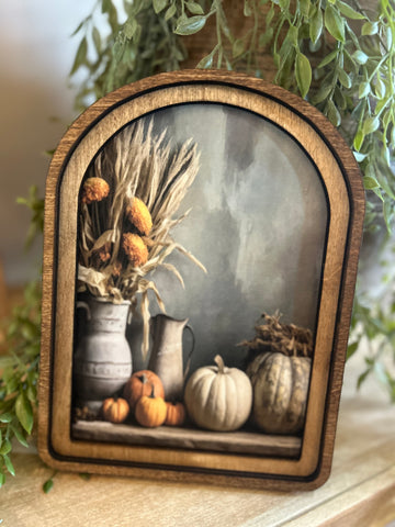 Arch Top Fall Table Framed Art