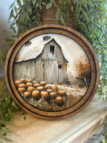 Round Harvest Barn Art