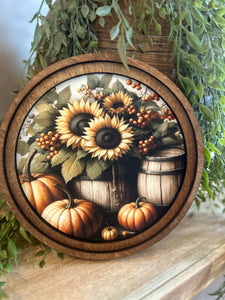 Round Sunflower Barrel Art