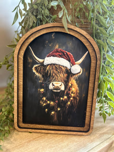 Arch Top Christmas Highland Framed Art