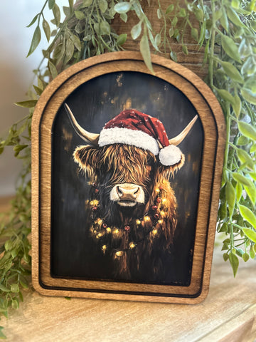 Arch Top Christmas Highland Framed Art