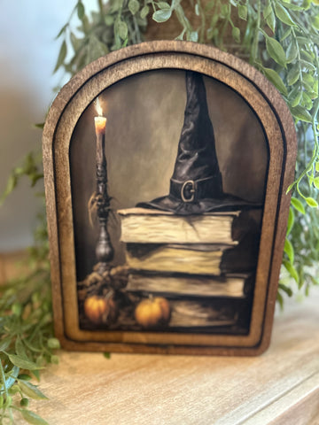 Arch Top Halloween Books Framed Art