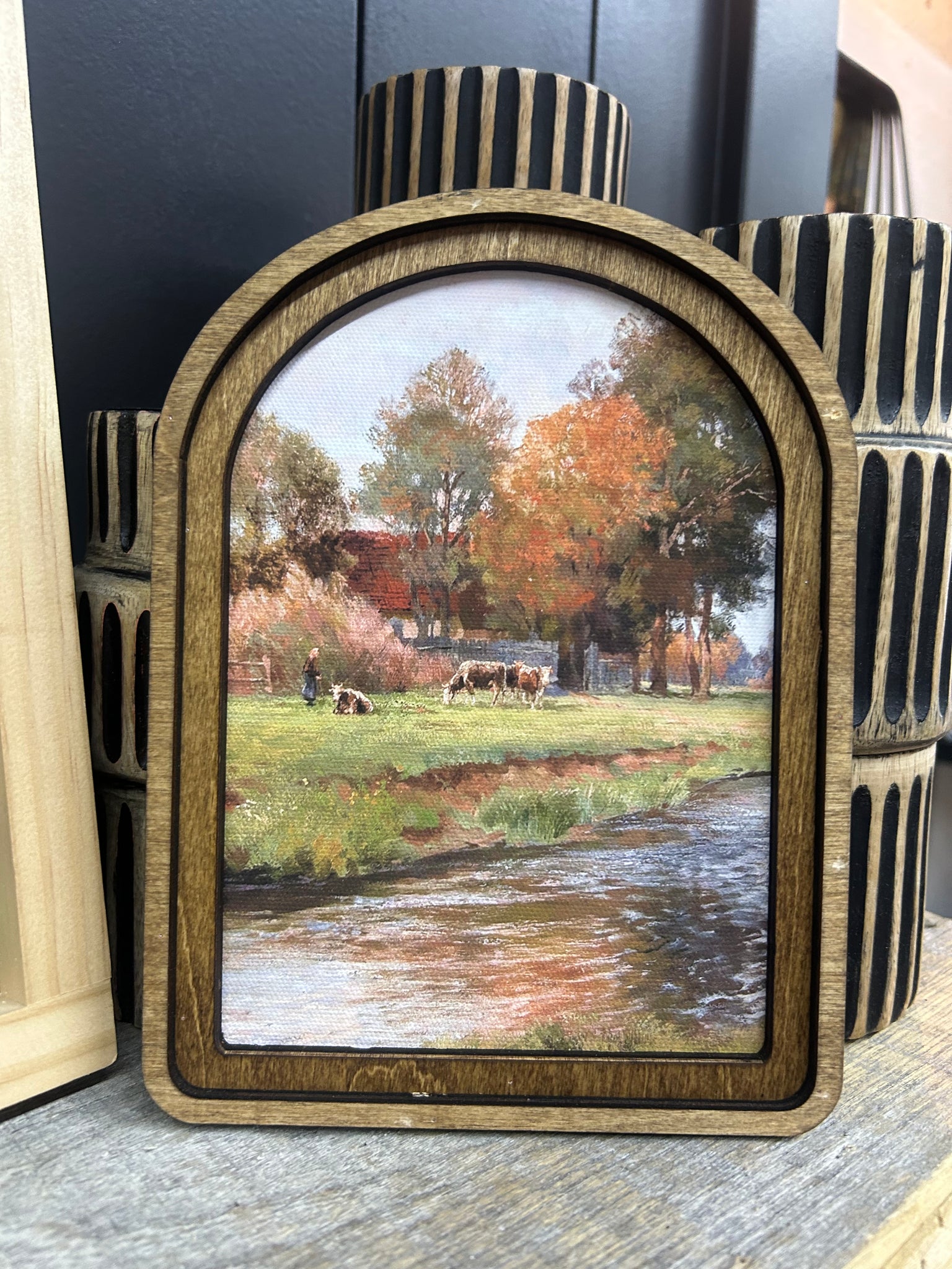 Arch Top Riverside Farm Framed Art