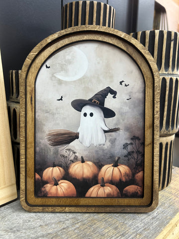 Arch Top Ghostie Witch Framed Art