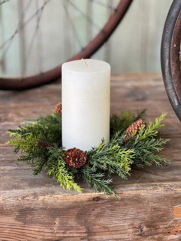 Green Prickly Pine candle ring