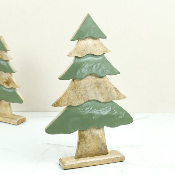 Green Enamelware Wood Tree