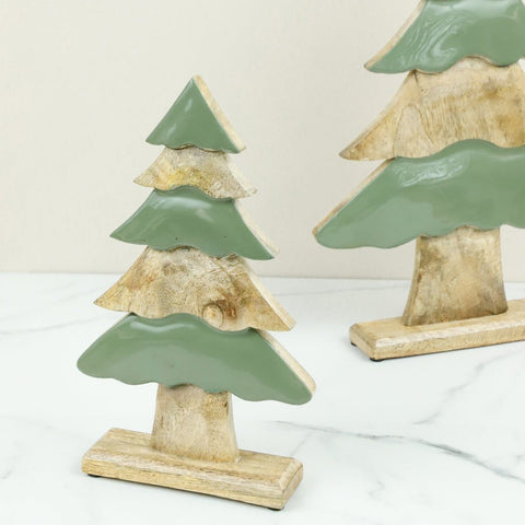 Green Enamelware Wood Tree