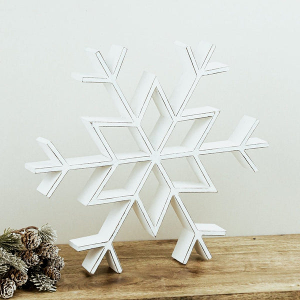 Whitewash Wood Snowflake