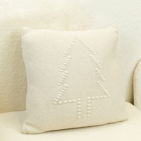 Beige Crochet Tree Pillow