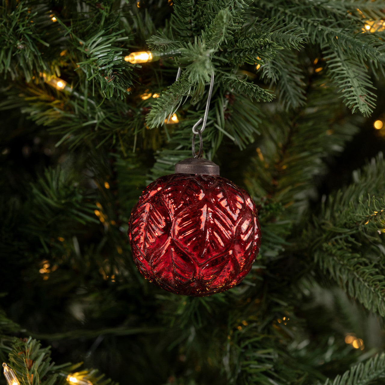 Red Leaf Kugel Ornament