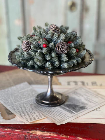 Icy Mini Pine with Berry Half Sphere