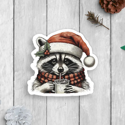 Christmas Raccoon Sticker