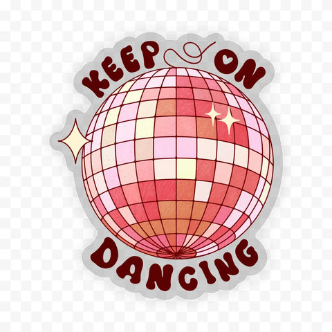 Keep on dancing retro clear sticker