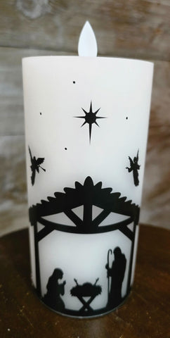Nativity Moving Flame LED Candle