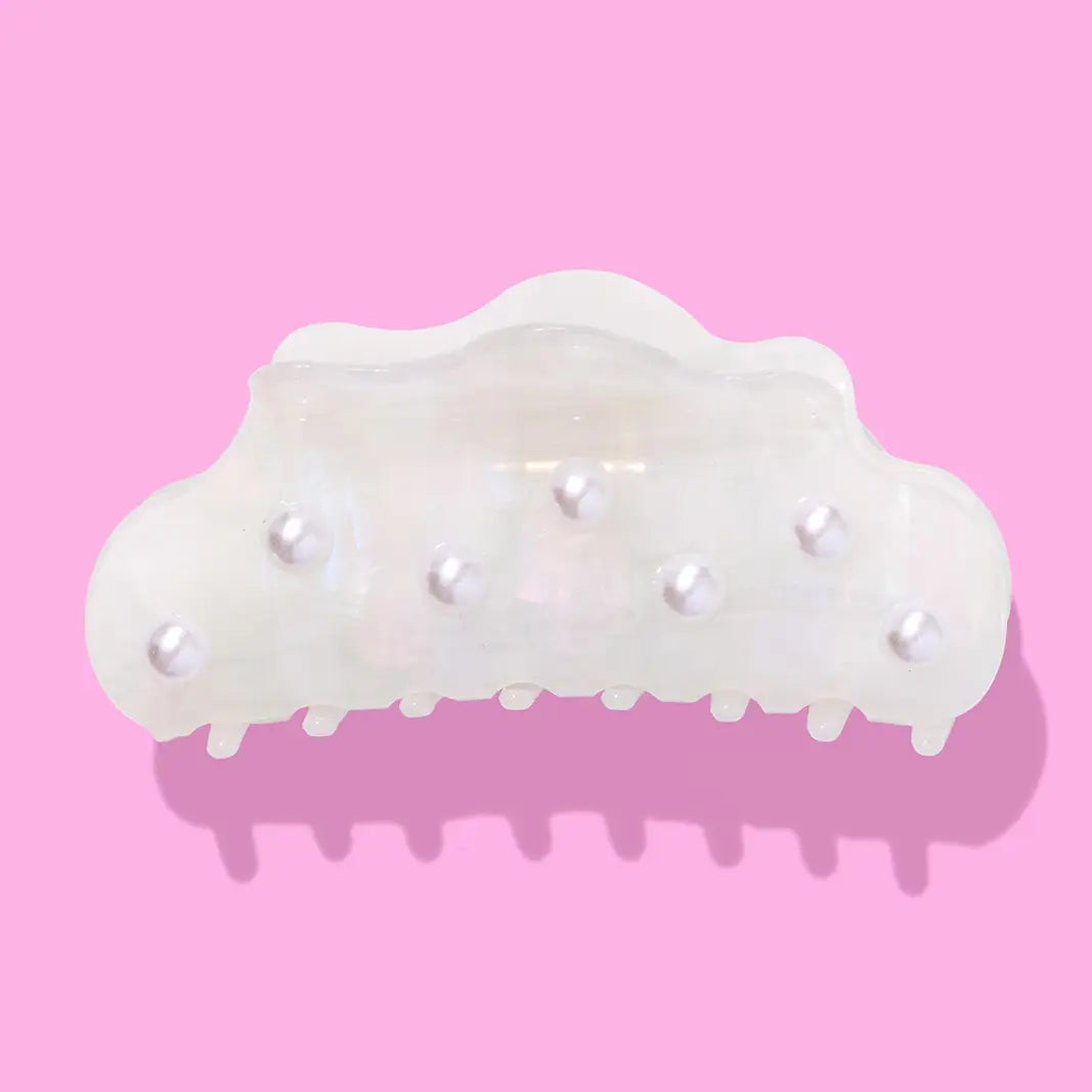 Iridescent w/ Pearl Beads Hair Clip