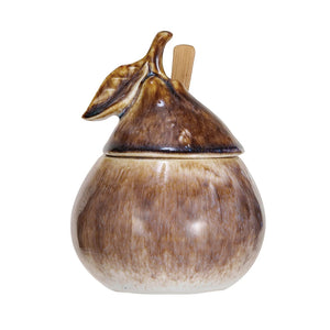 Pear Sugar Pot with Wood Spoon