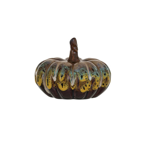 Multi Color Glaze Stoneware Pumpkin