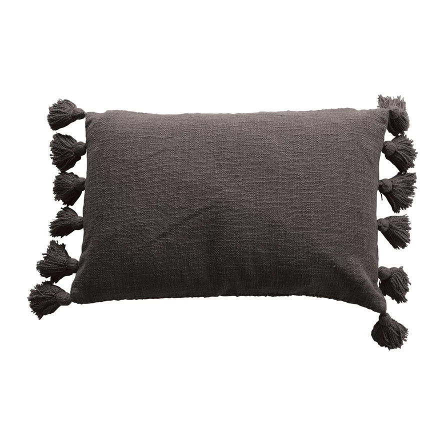 Cotton Slum Lumbar Pillow with Tassels