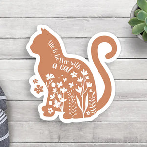 Floral Cat Sticker