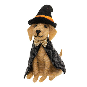 Felted Witch Dog Ornament