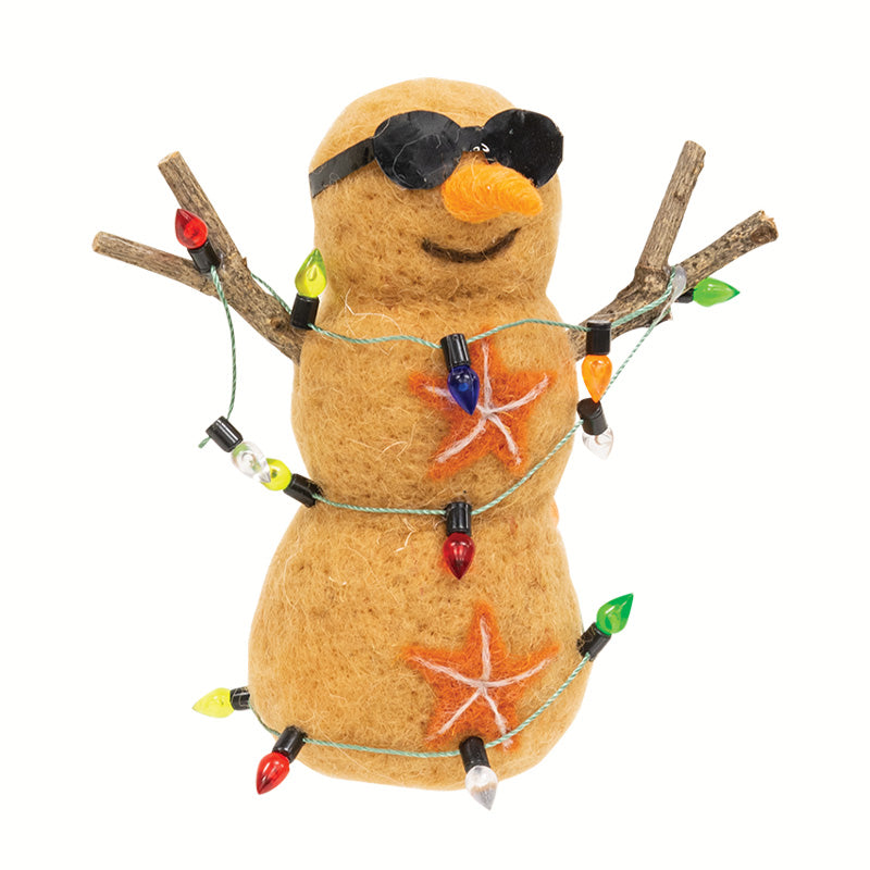 Beach Snowman Felted Ornament