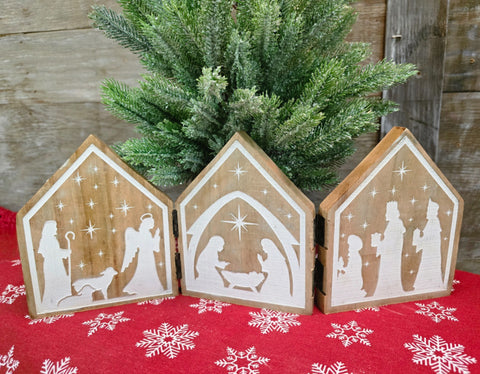 Wooden Folding Nativity Scene