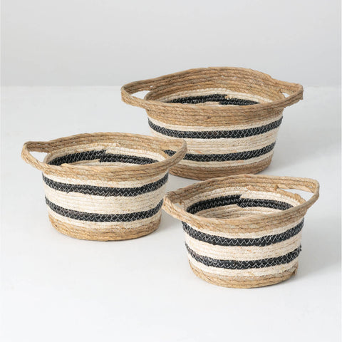 Striped Woven Basket