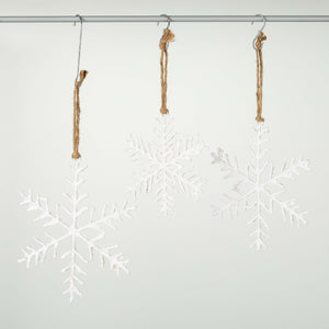 Paper Mache White Snowflake Ornament