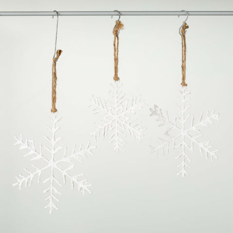 Paper Mache White Snowflake Ornament