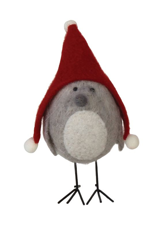 Standing Felted Bird with Hat