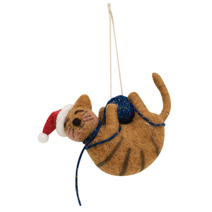 Christmas Cat Felted Ornament