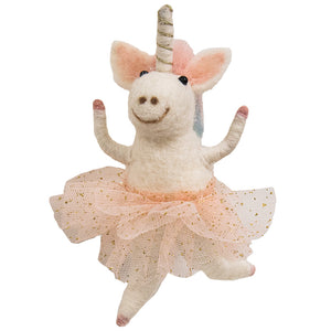 Dancing Unicorn Felted Ornament