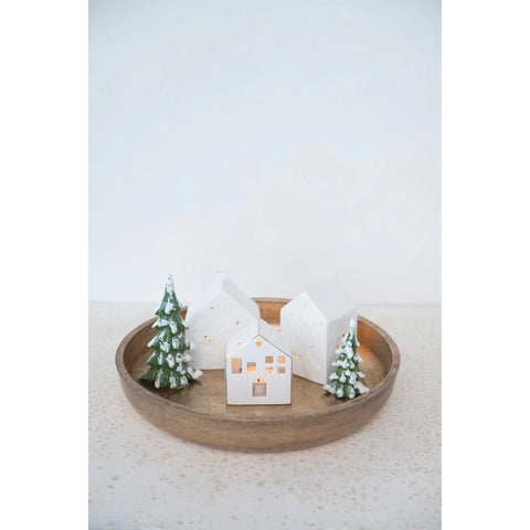 Round Tray with trees and tea light holders
