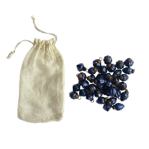 Embossed Blue Mercury Glass Ornaments in Bag