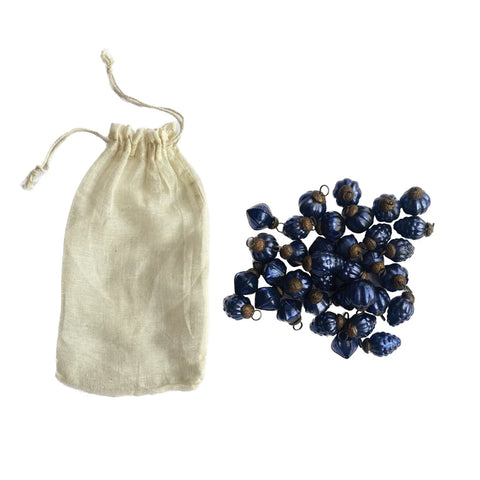 Embossed Blue Mercury Glass Ornaments in Bag