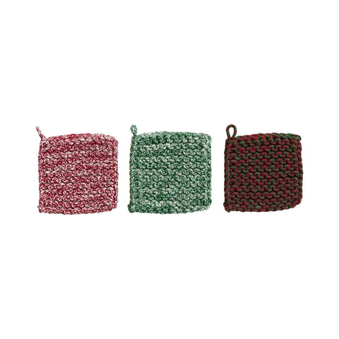 Christmas Melange Cotton Crocheted Pot Holder