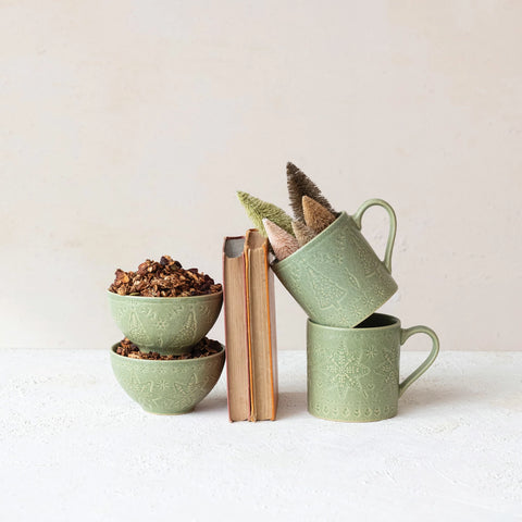 Green Stoneware Mug