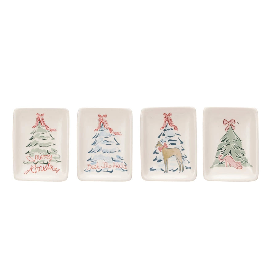 Christmas Tree & Animal Stoneware Dish
