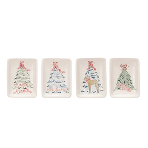 Christmas Tree & Animal Stoneware Dish