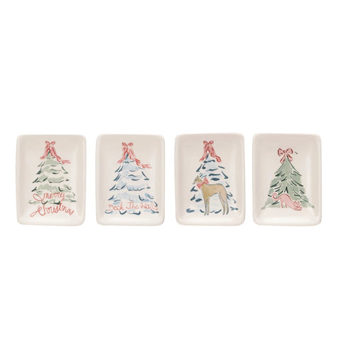 Christmas Tree & Animal Stoneware Dish